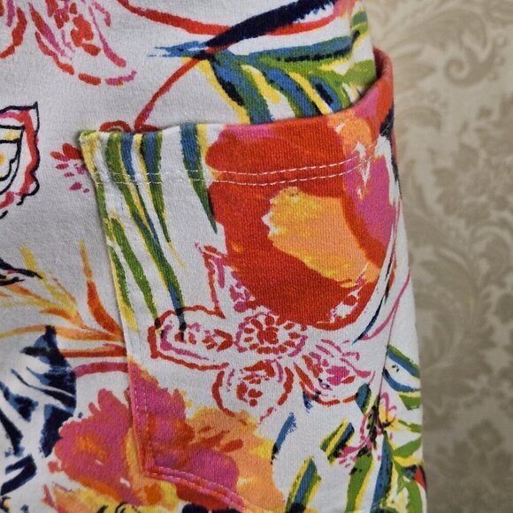 Soft Surroundings Size Large Floral Skort Elastic Pull On Style Back Pockets - Picture 6 of 13